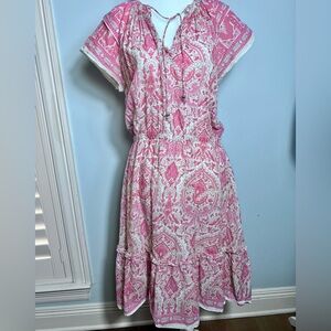 Chic Pink Paisley Midi Dress